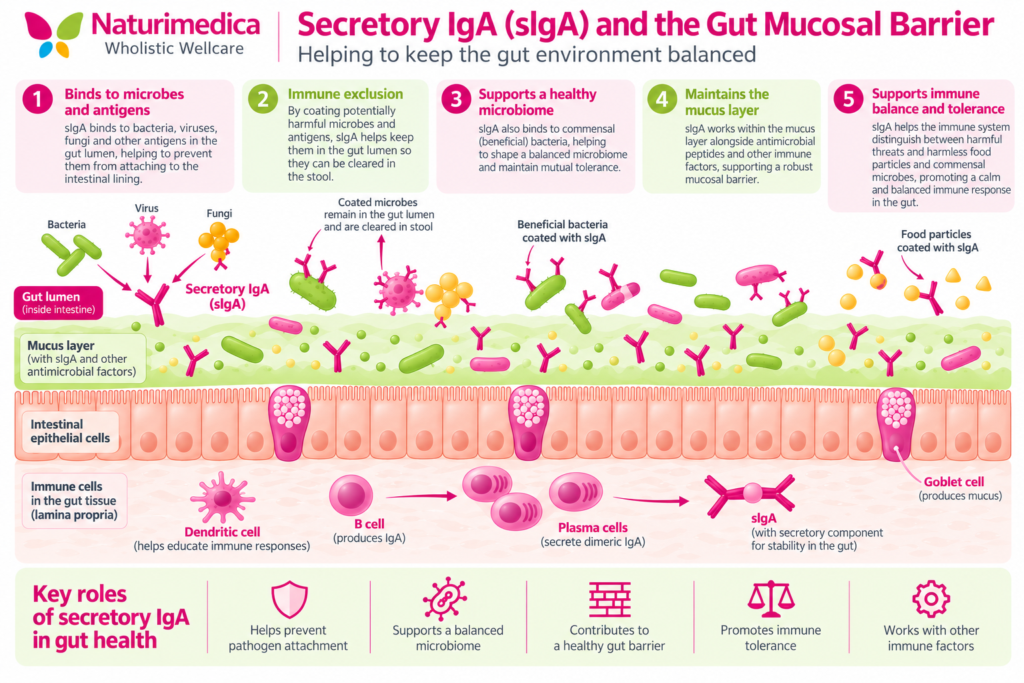 Secretory IgA protecting the intestinal lining and gut barrier - Naturimedica