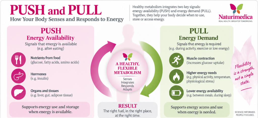 Metabolic flexibility: Push & pull: availability meets demand
